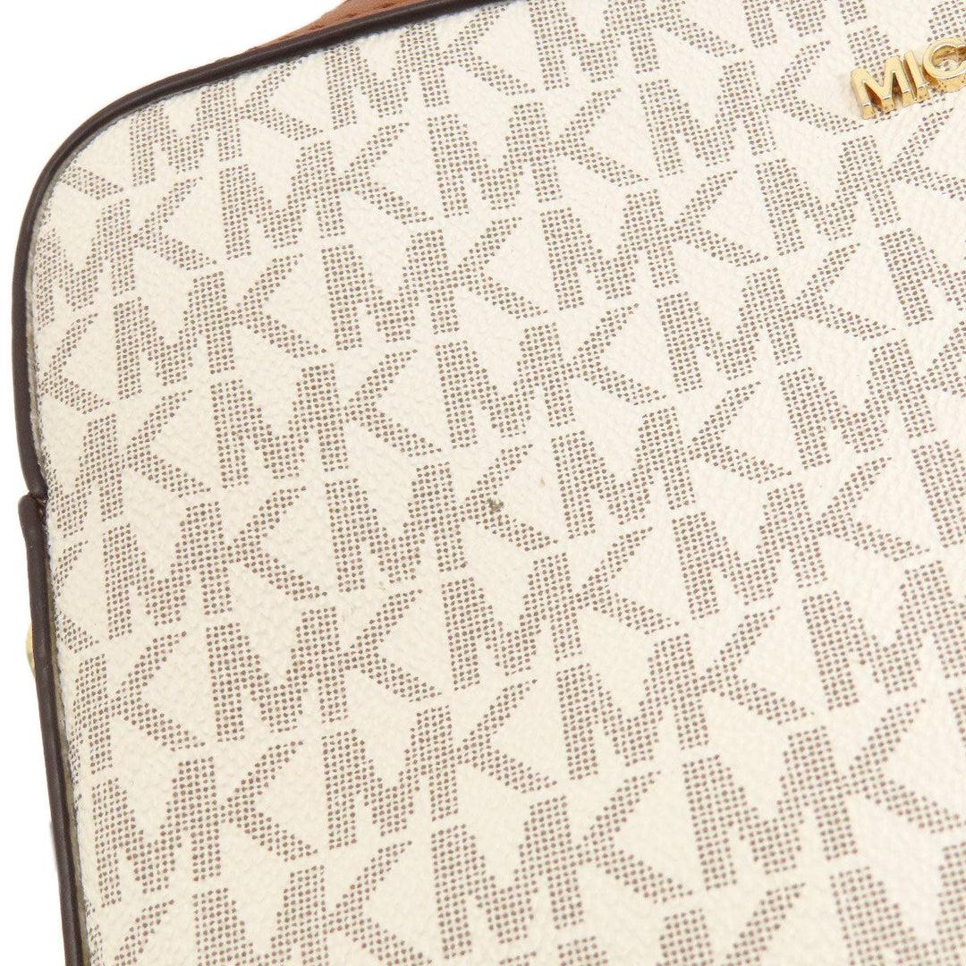 MICHAEL KORS Shoulder Bag PVC white MK Signature logoMetal Women Used Authentic
