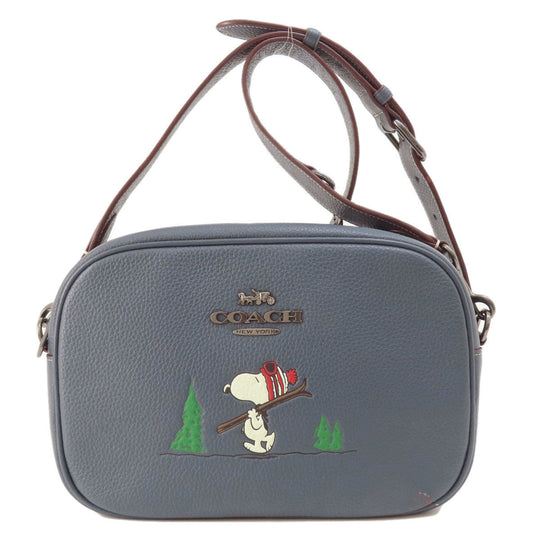COACH Shoulder Bag CF305 leather Navy Snoopy collaboration