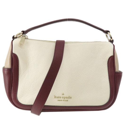 Kate Spade Handbag leather white logoMetal 2WAY Women Used Authentic