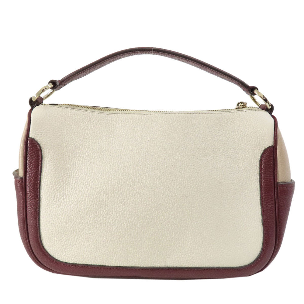 Kate Spade Handbag leather white logoMetal 2WAY Women Used Authentic