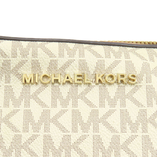 MICHAEL KORS Shoulder Bag PVC white MK signature Women Used Authentic