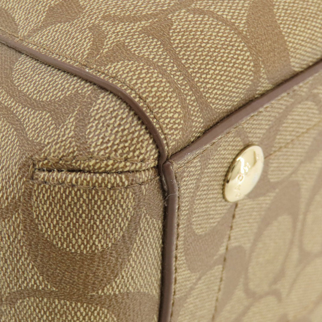 COACH Handbag F34605 PVC Brown Signature 2WAY Women Used Authentic