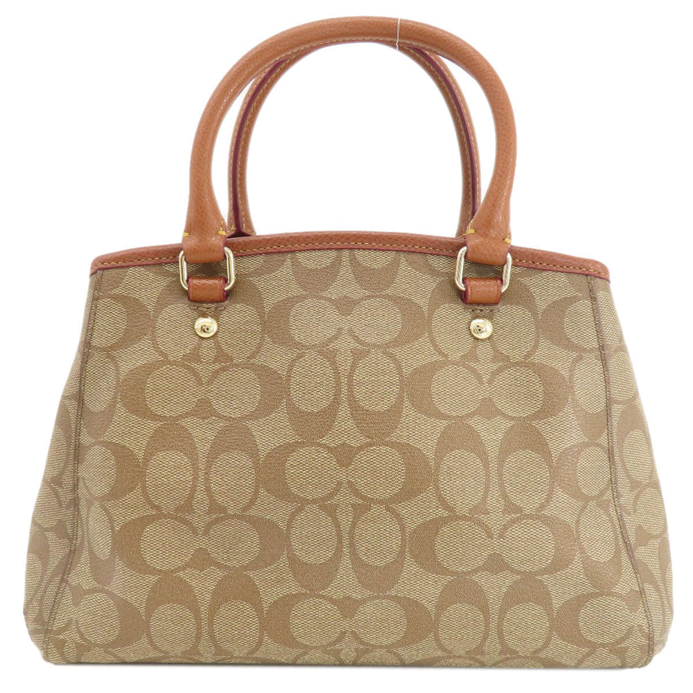 COACH Handbag F34605 PVC Brown Signature 2WAY Women Used Authentic