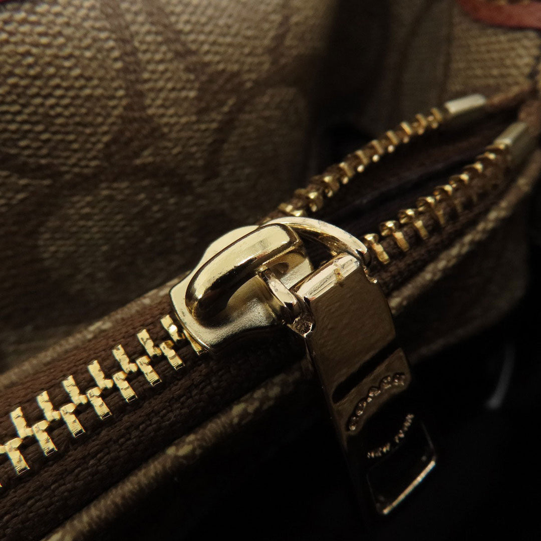 COACH Handbag F34605 PVC Brown Signature 2WAY Women Used Authentic