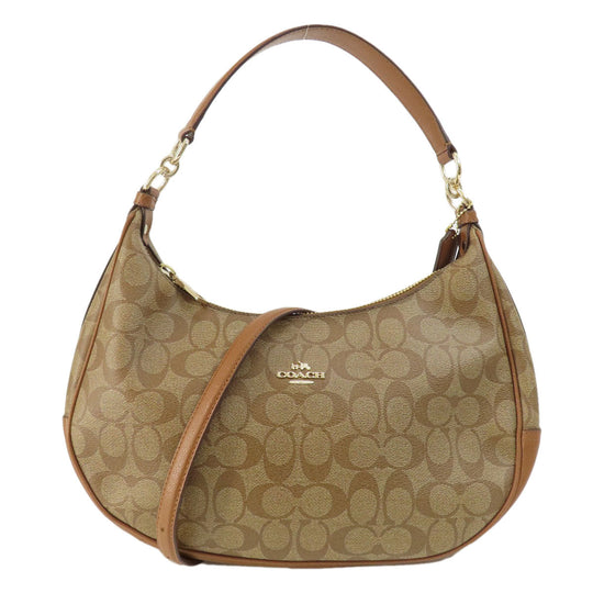 COACH Shoulder Bag F38267 PVC Brown Signature 2WAY