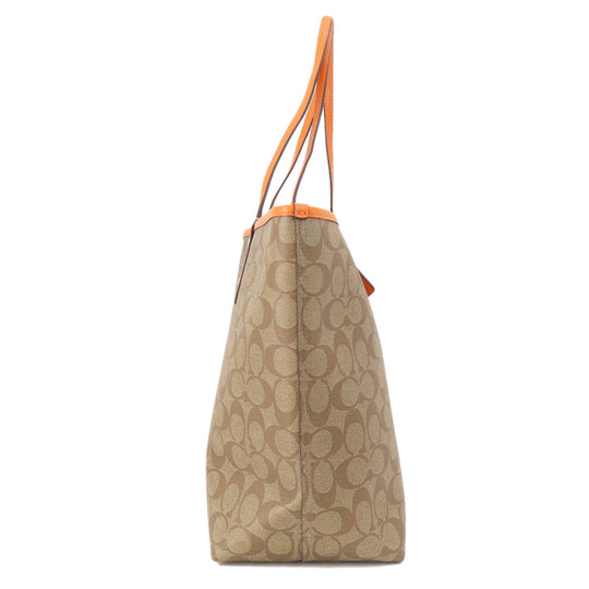 COACH Tote Bag PVC Brown Reversible Signature Women Used Authentic