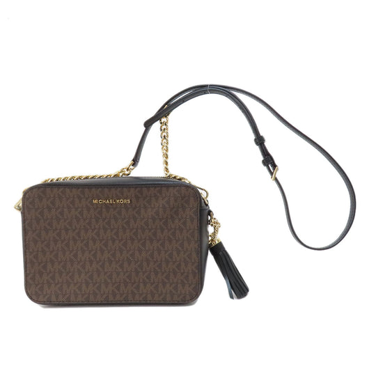 MICHAEL KORS Shoulder Bag PVC Brown MK signature Women Used Authentic