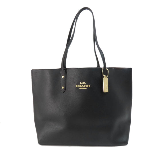 COACH Tote Bag F72673 leather black logo Women Used Authentic