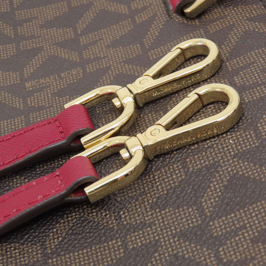 MICHAEL KORS Handbag Leather, Coated Canvas Brown MK Signature 2WAY Women Used Authentic