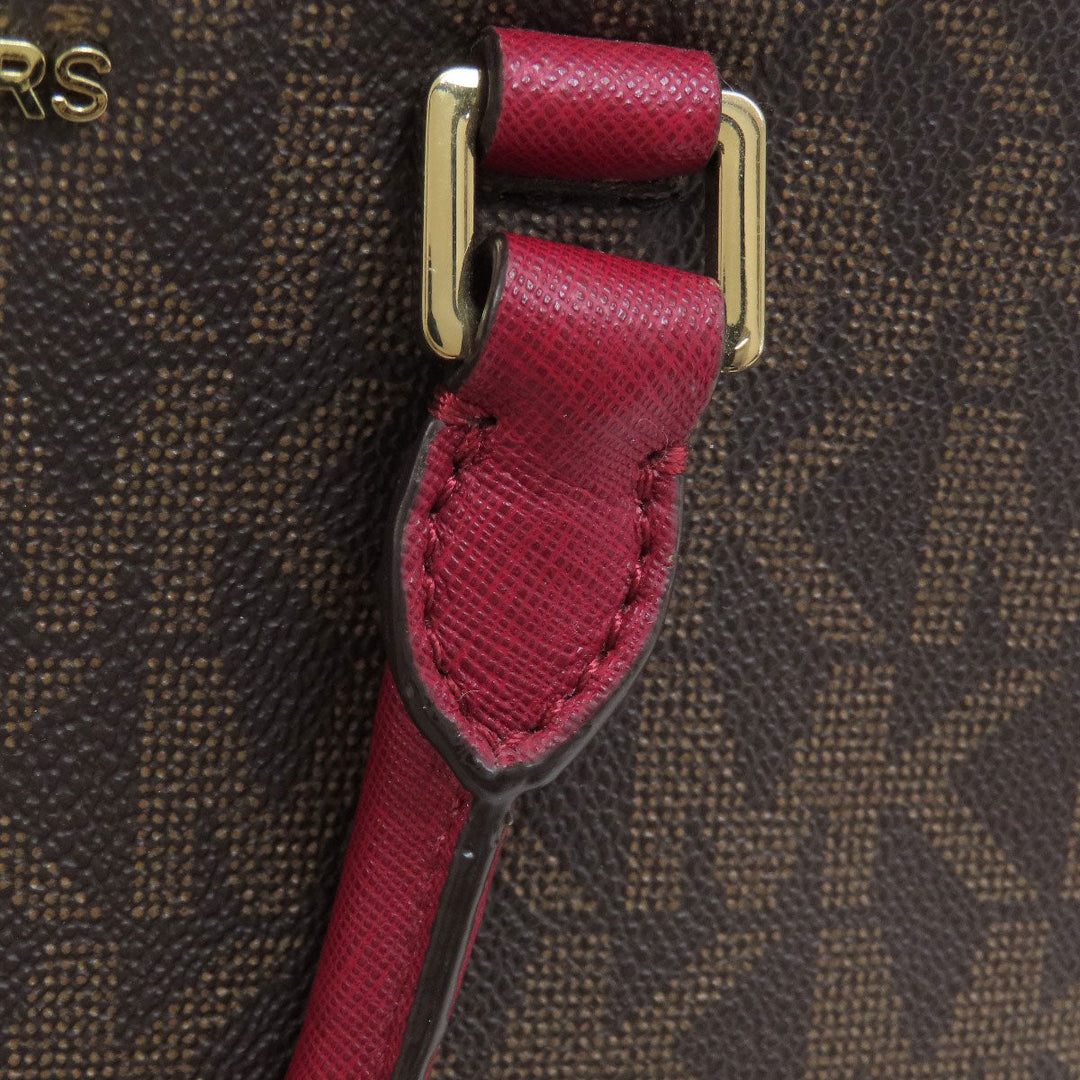 MICHAEL KORS Handbag Leather, Coated Canvas Brown MK Signature 2WAY Women Used Authentic