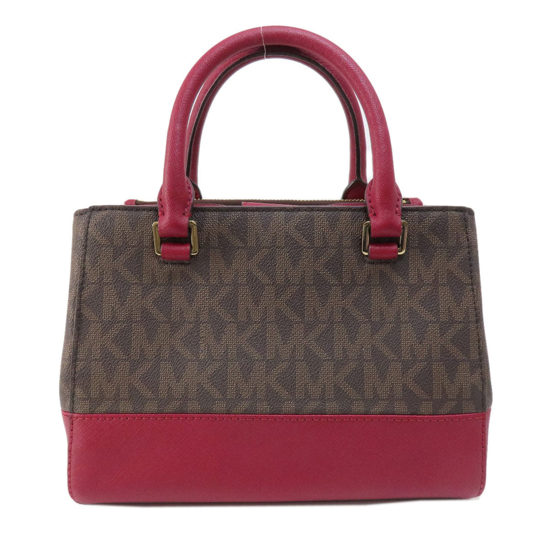 MICHAEL KORS Handbag Leather, Coated Canvas Brown MK Signature 2WAY Women Used Authentic