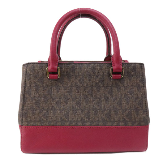 MICHAEL KORS Handbag Leather, Coated Canvas Brown MK Signature 2WAY Women Used Authentic