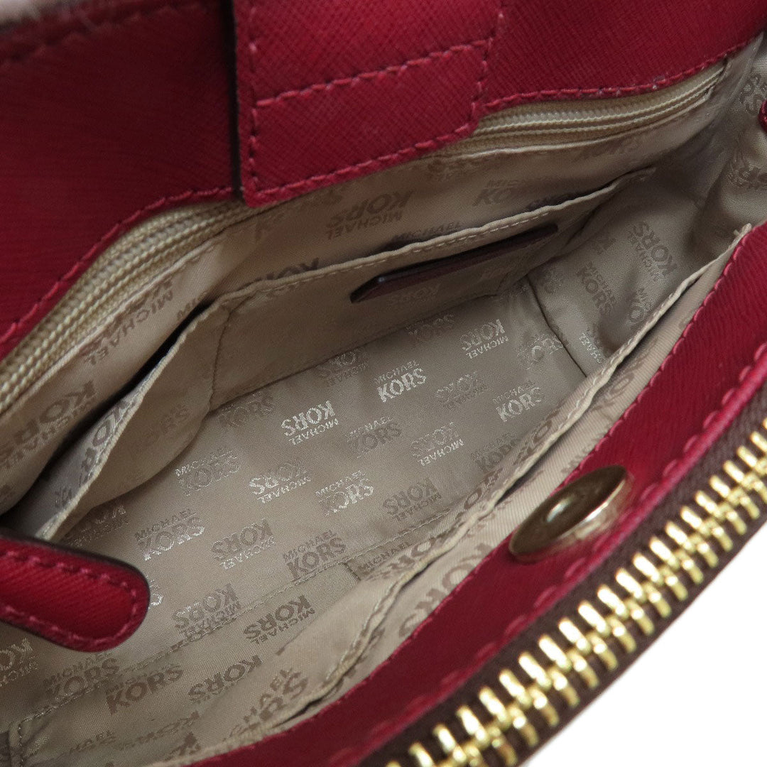 MICHAEL KORS Handbag Leather, Coated Canvas Brown MK Signature 2WAY Women Used Authentic