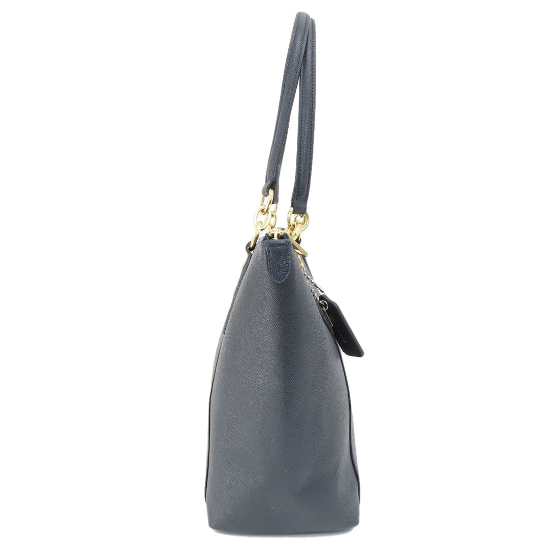 COACH Tote Bag F57526 PVC Navy logoMetal Women Used Authentic