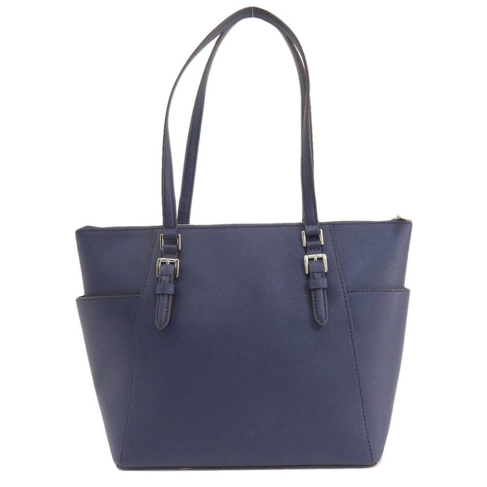 MICHAEL KORS Tote Bag leather Navy logo Women Used Authentic