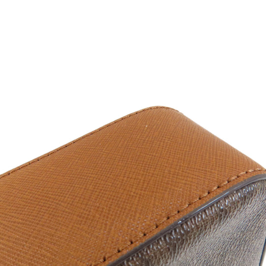 MICHAEL KORS Shoulder Bag Leather, Coated Canvas Brown MK signature Women Used Authentic