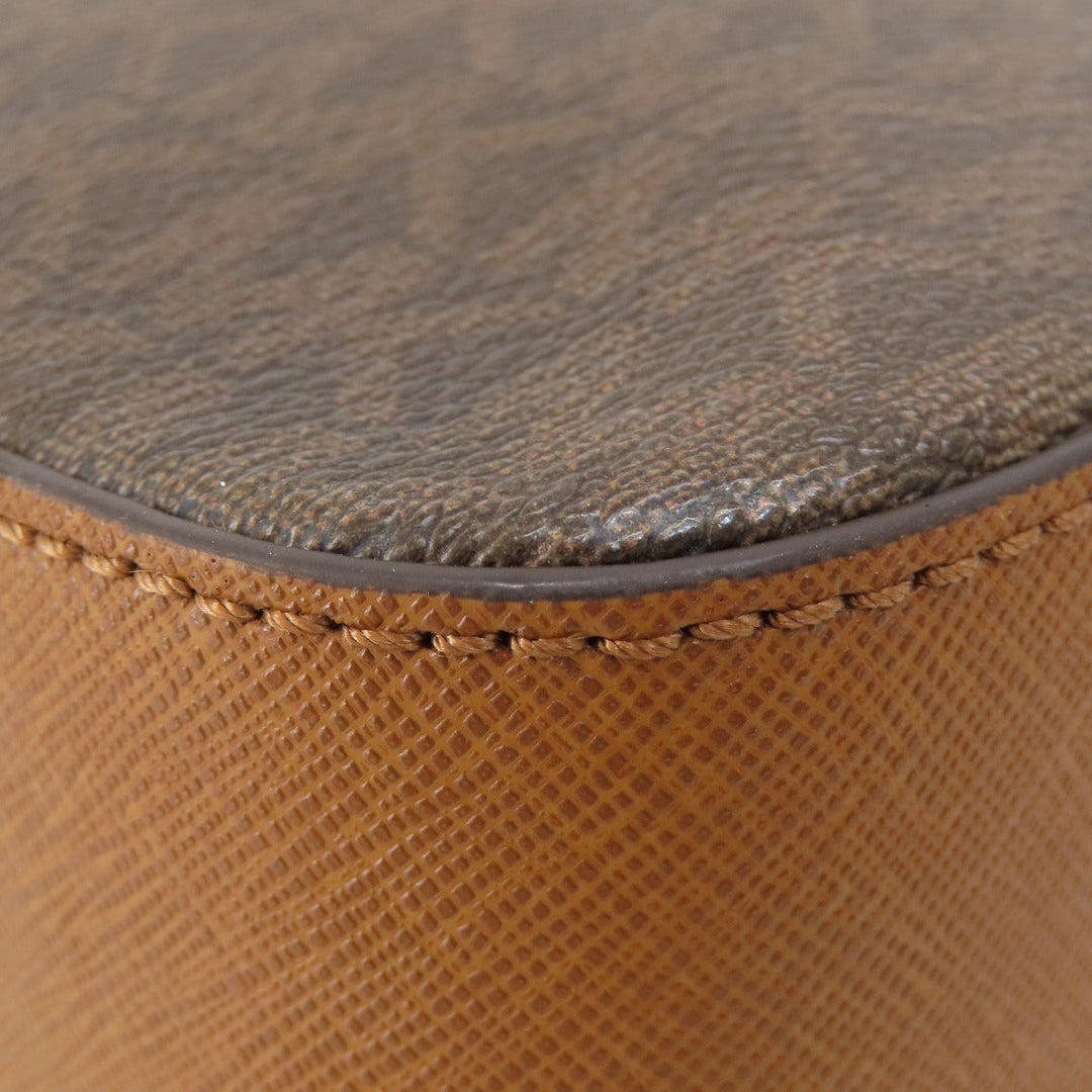 MICHAEL KORS Shoulder Bag Leather, Coated Canvas Brown MK signature Women Used Authentic