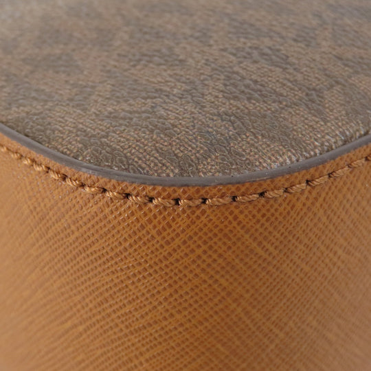 MICHAEL KORS Shoulder Bag Leather, Coated Canvas Brown MK signature Women Used Authentic