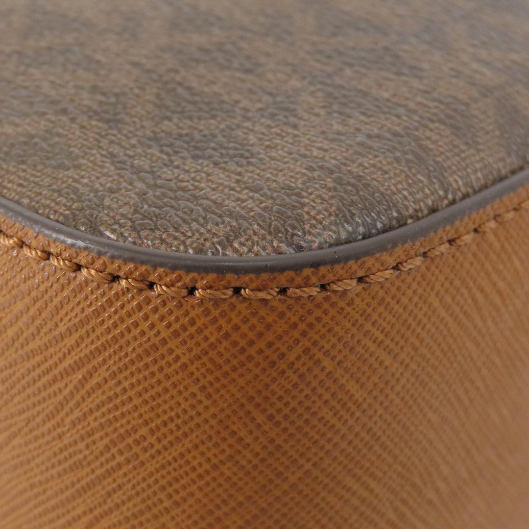 MICHAEL KORS Shoulder Bag Leather, Coated Canvas Brown MK signature Women Used Authentic