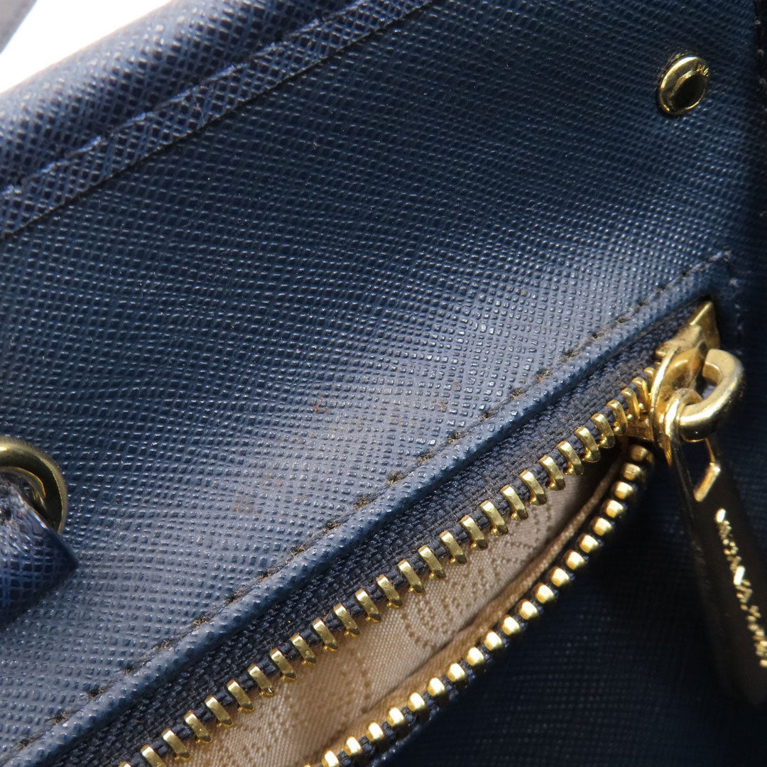 MICHAEL KORS Tote Bag PVC Navy logo Women Used Authentic
