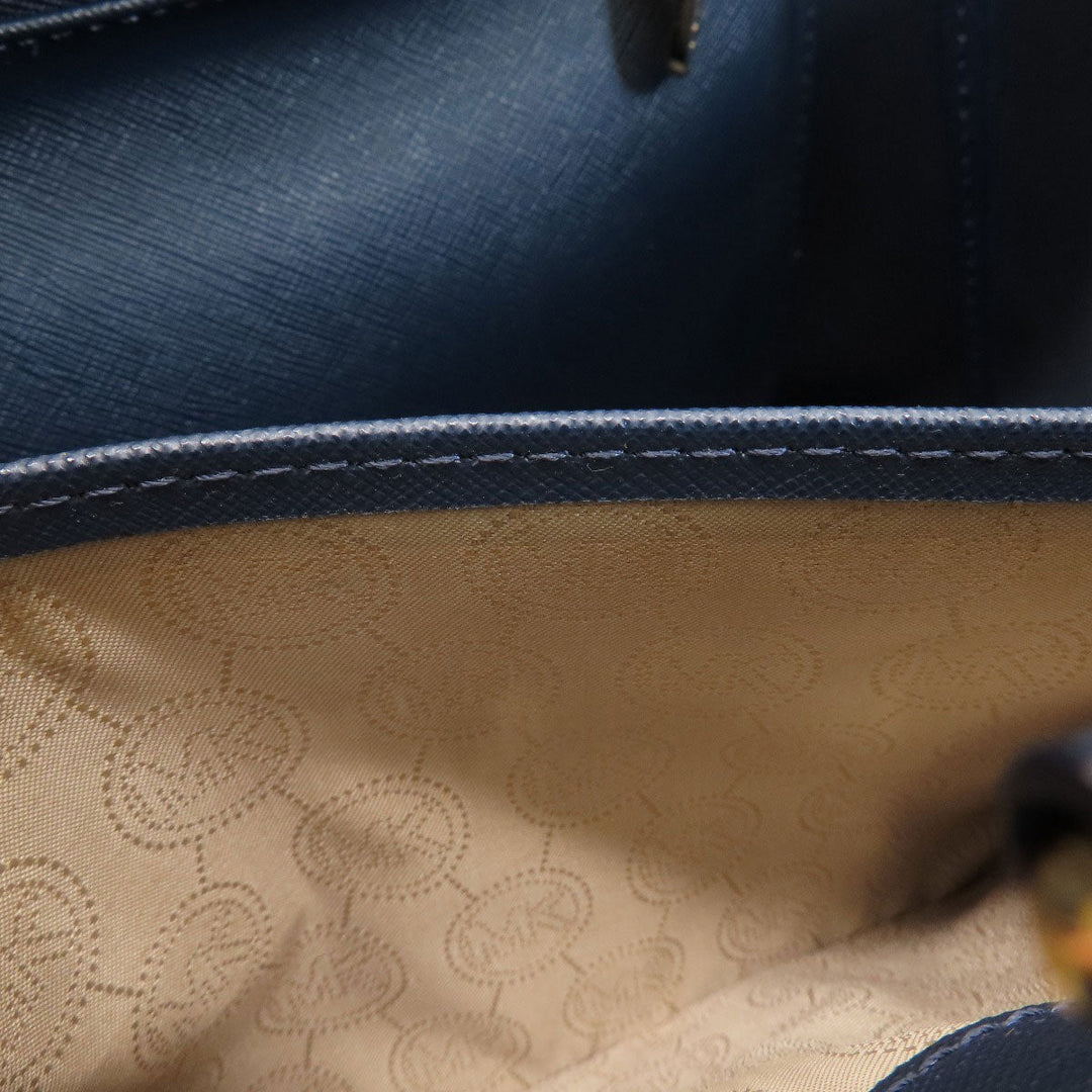 MICHAEL KORS Tote Bag PVC Navy logo Women Used Authentic