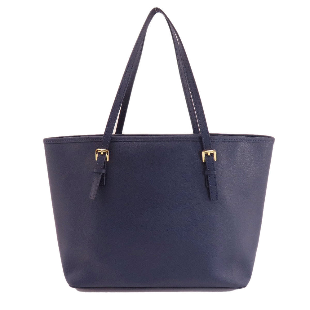 MICHAEL KORS Tote Bag PVC Navy logo Women Used Authentic