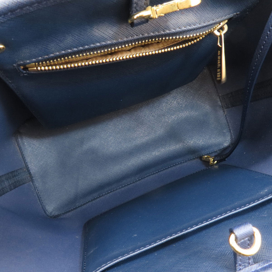 MICHAEL KORS Tote Bag PVC Navy logo Women Used Authentic