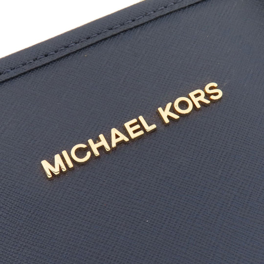 MICHAEL KORS Tote Bag PVC Navy logo Women Used Authentic