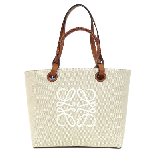 LOEWE Tote Bag canvas Brown Anagram 2WAY Women Used Authentic