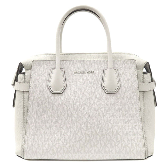 MICHAEL KORS Tote Bag PVC white MK signature Women Used Authentic