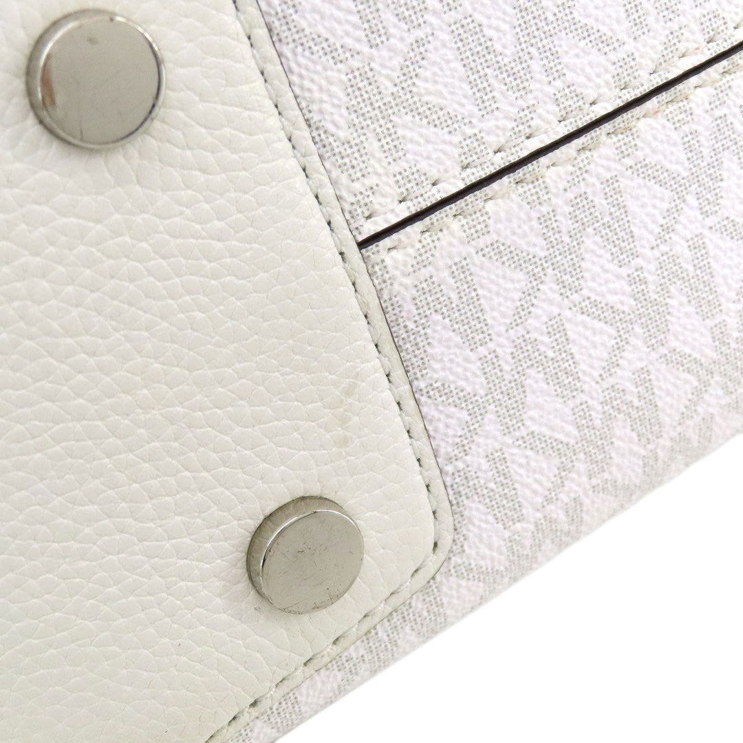 MICHAEL KORS Tote Bag PVC white MK signature Women Used Authentic