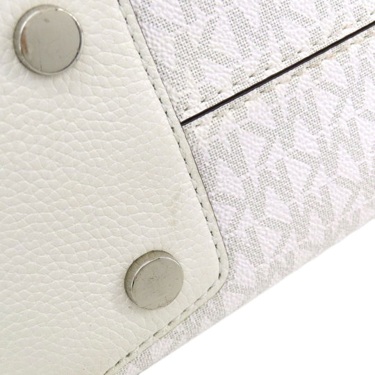 MICHAEL KORS Tote Bag PVC white MK signature Women Used Authentic