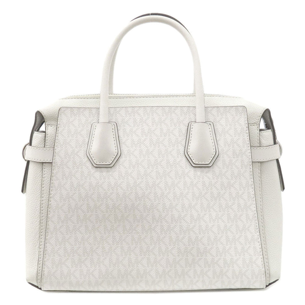 MICHAEL KORS Tote Bag PVC white MK signature Women Used Authentic
