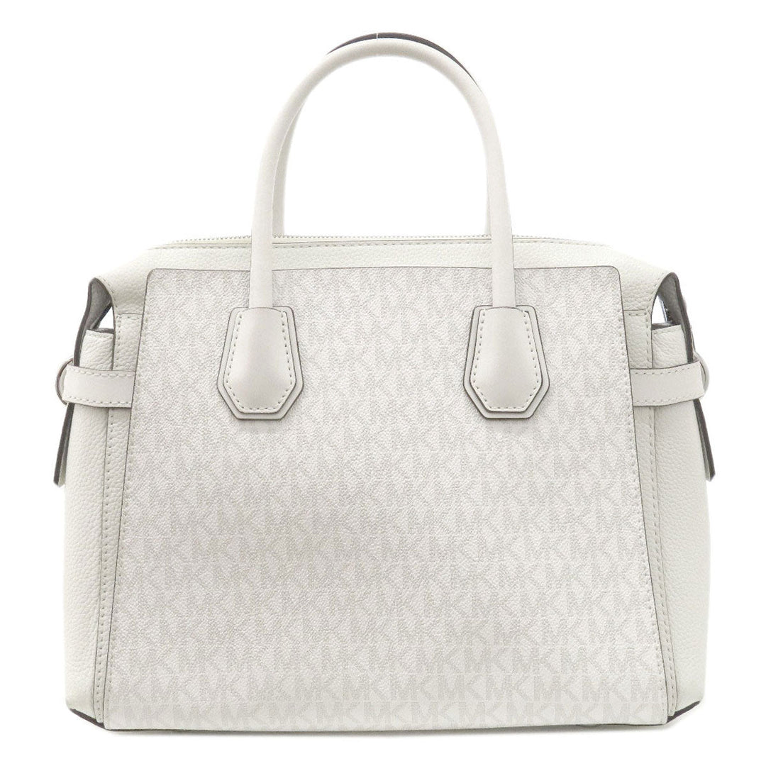 MICHAEL KORS Tote Bag PVC white MK signature Women Used Authentic