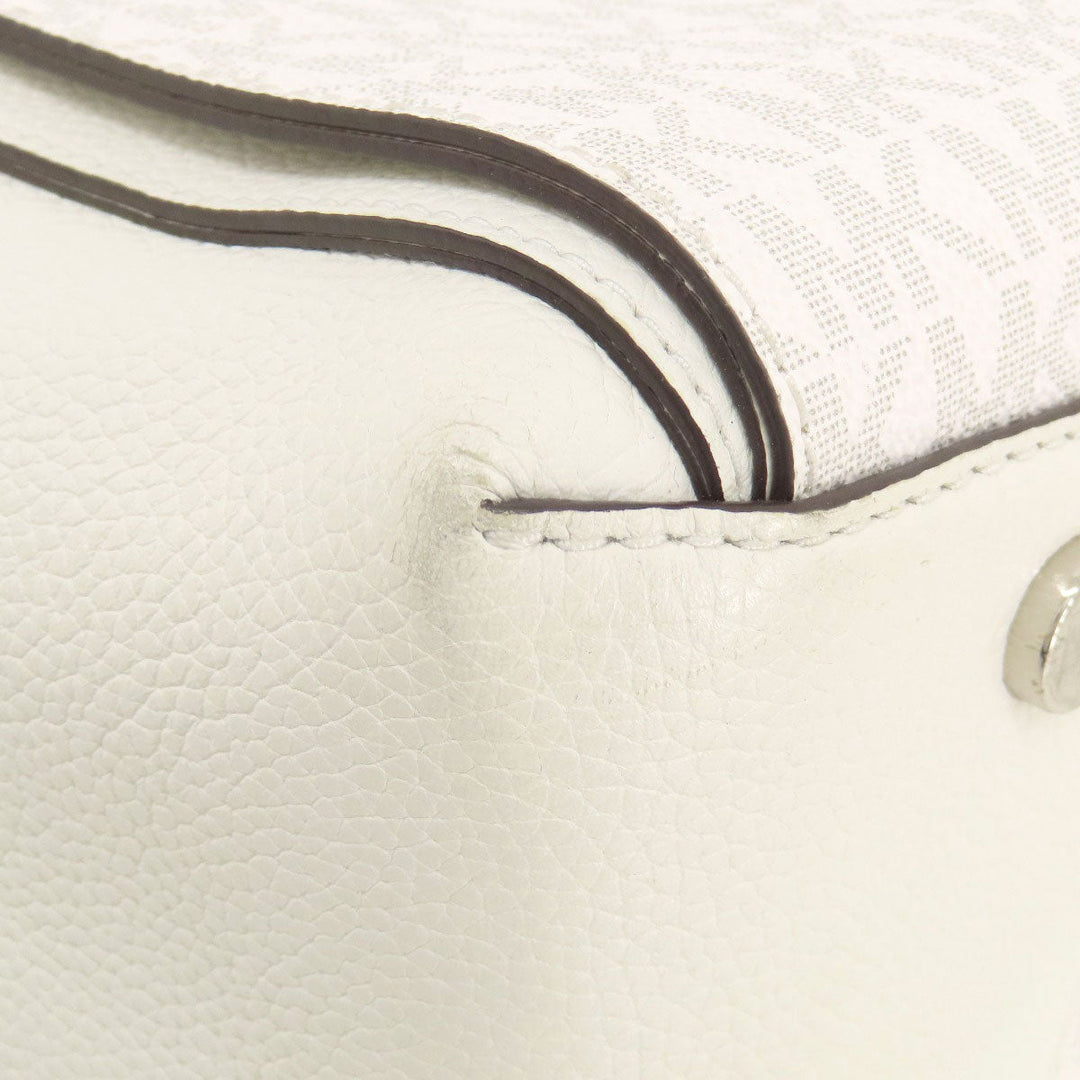 MICHAEL KORS Tote Bag PVC white MK signature Women Used Authentic