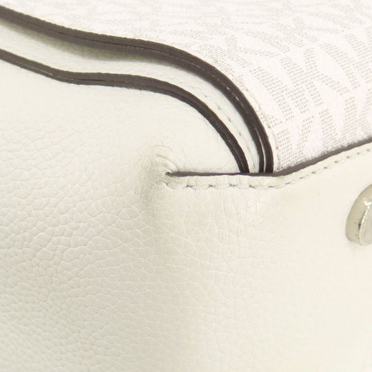 MICHAEL KORS Tote Bag PVC white MK signature Women Used Authentic