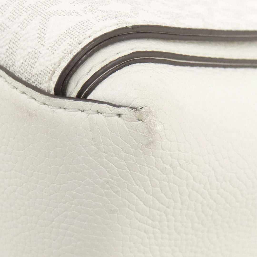MICHAEL KORS Tote Bag PVC white MK signature Women Used Authentic