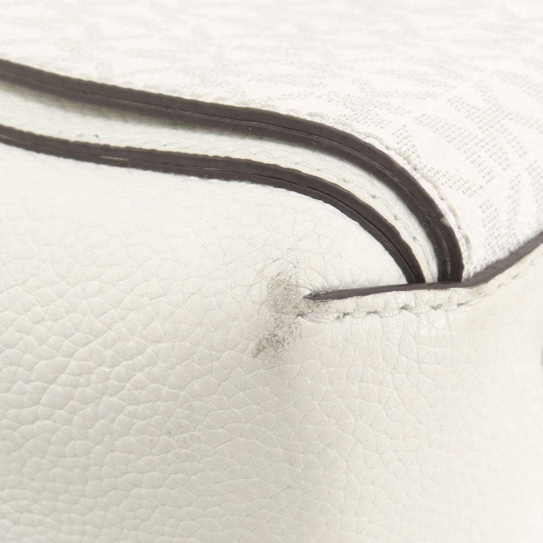 MICHAEL KORS Tote Bag PVC white MK signature Women Used Authentic