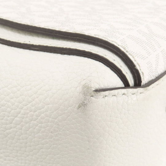 MICHAEL KORS Tote Bag PVC white MK signature Women Used Authentic