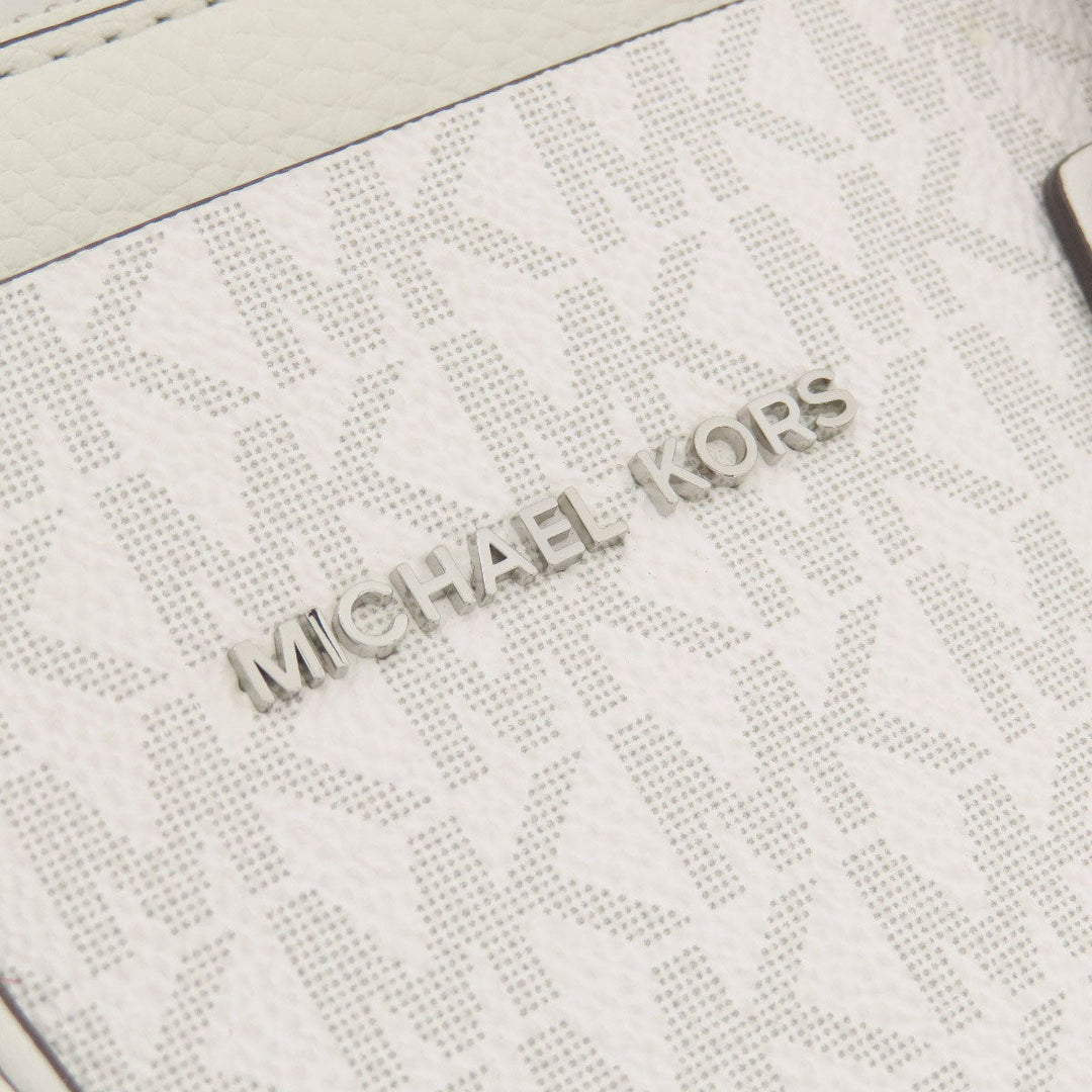 MICHAEL KORS Tote Bag PVC white MK signature Women Used Authentic