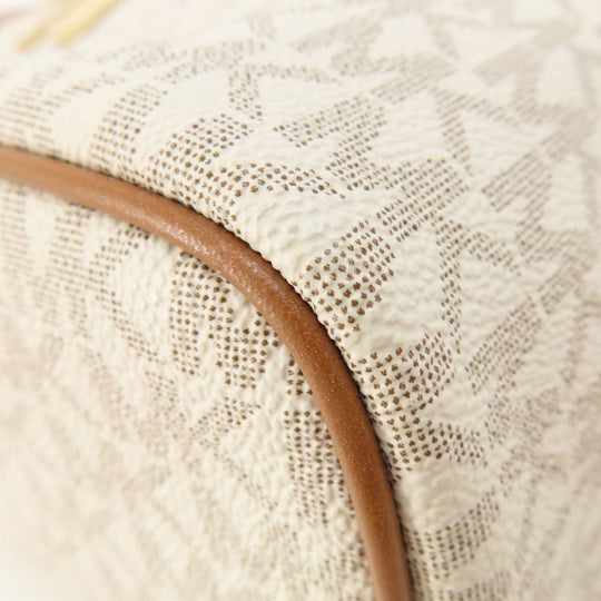 MICHAEL KORS Backpack Leather, Coated Canvas white MK signature Women Used Authentic