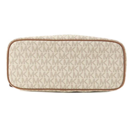 MICHAEL KORS Backpack Leather, Coated Canvas white MK signature Women Used Authentic