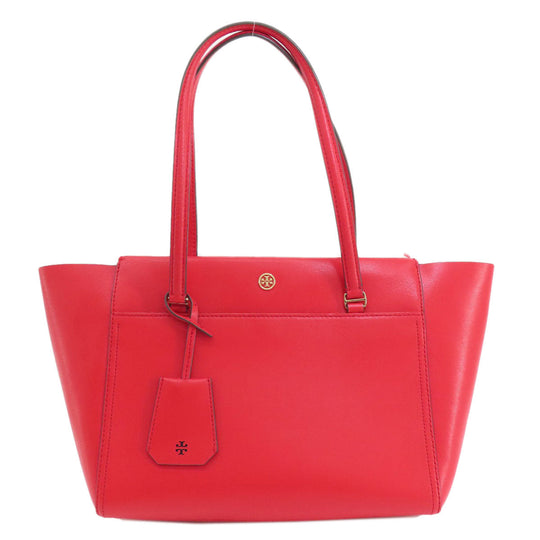 Tory Burch Tote Bag leather Red logo Women Used Authentic