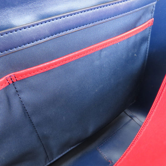 Tory Burch Tote Bag leather Red logo Women Used Authentic