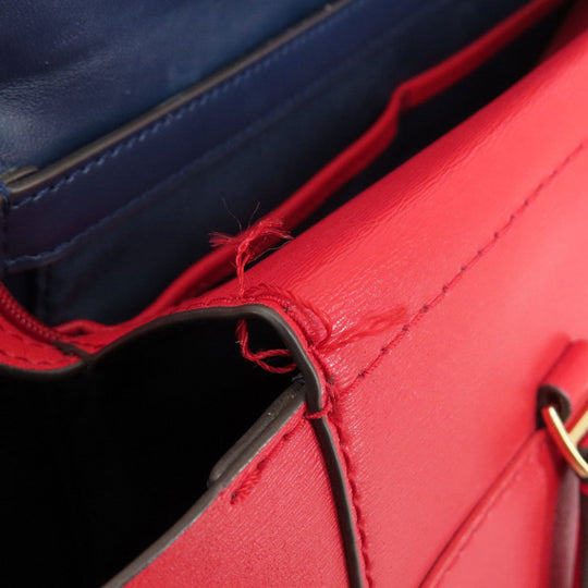 Tory Burch Tote Bag leather Red logo Women Used Authentic