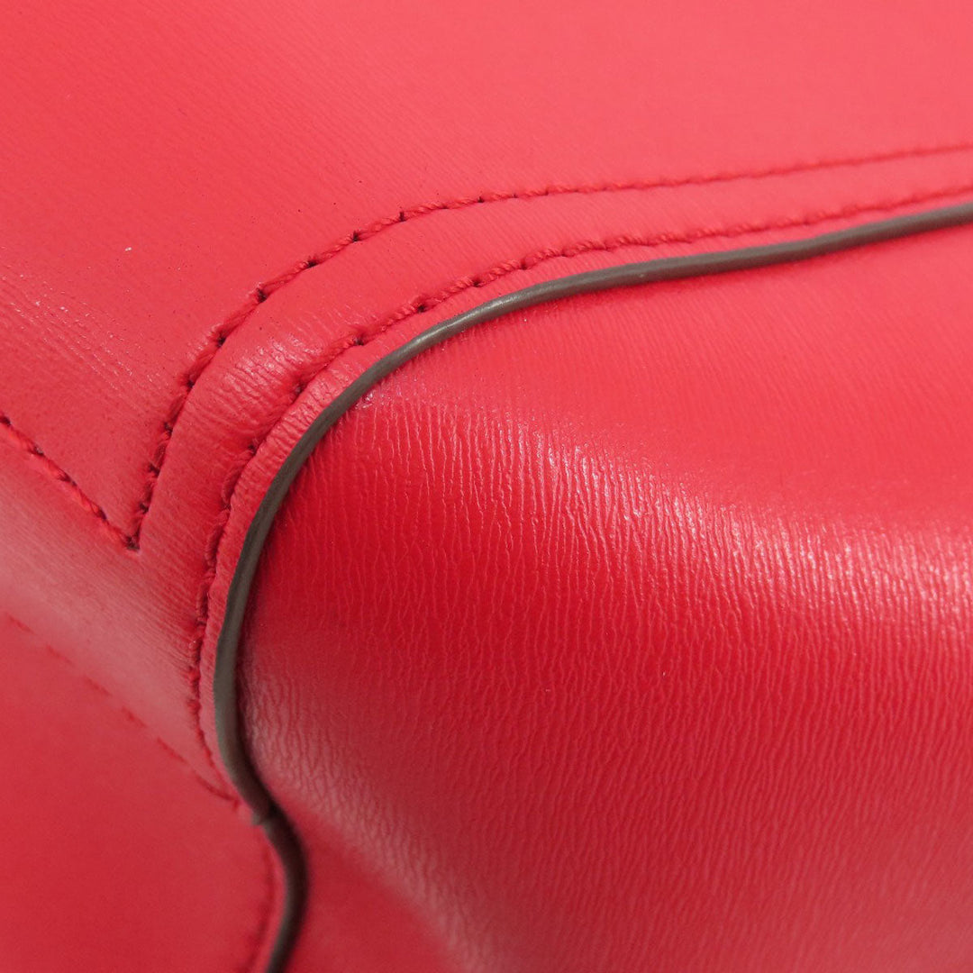 Tory Burch Tote Bag leather Red logo Women Used Authentic