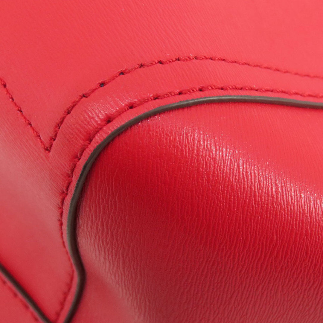 Tory Burch Tote Bag leather Red logo Women Used Authentic
