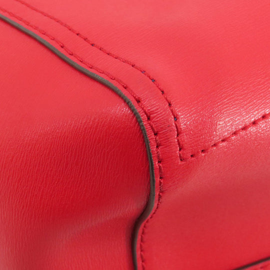 Tory Burch Tote Bag leather Red logo Women Used Authentic