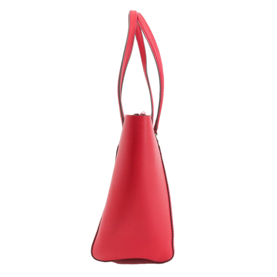 Tory Burch Tote Bag leather Red logo Women Used Authentic
