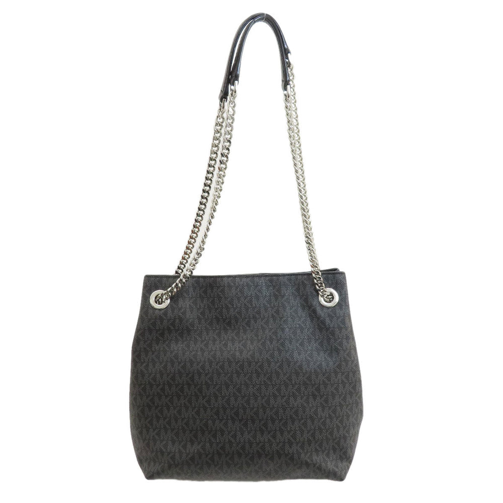 MICHAEL KORS Tote Bag Leather, Coated Canvas black MK signature Women Used Authentic